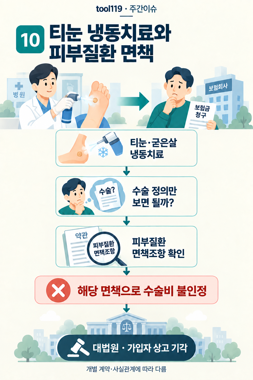 이슈 10. 티눈 냉동치료와 피부질환 면책: 사건의 경위 → 핵심 쟁점 → 이 사건의 판단
